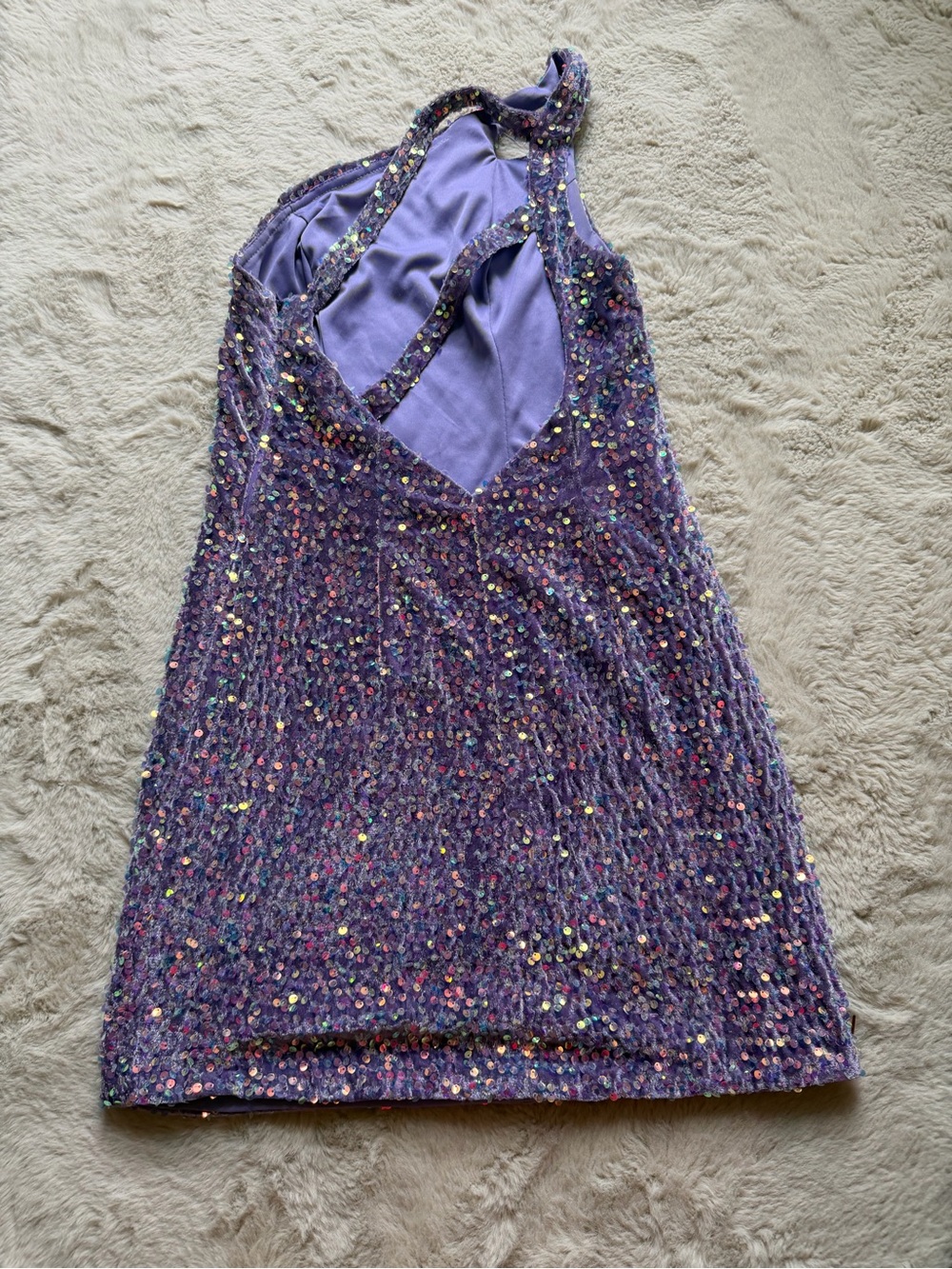Loyeloy Sparkle velvet sequin one one shoulder Dress - Purple size 4